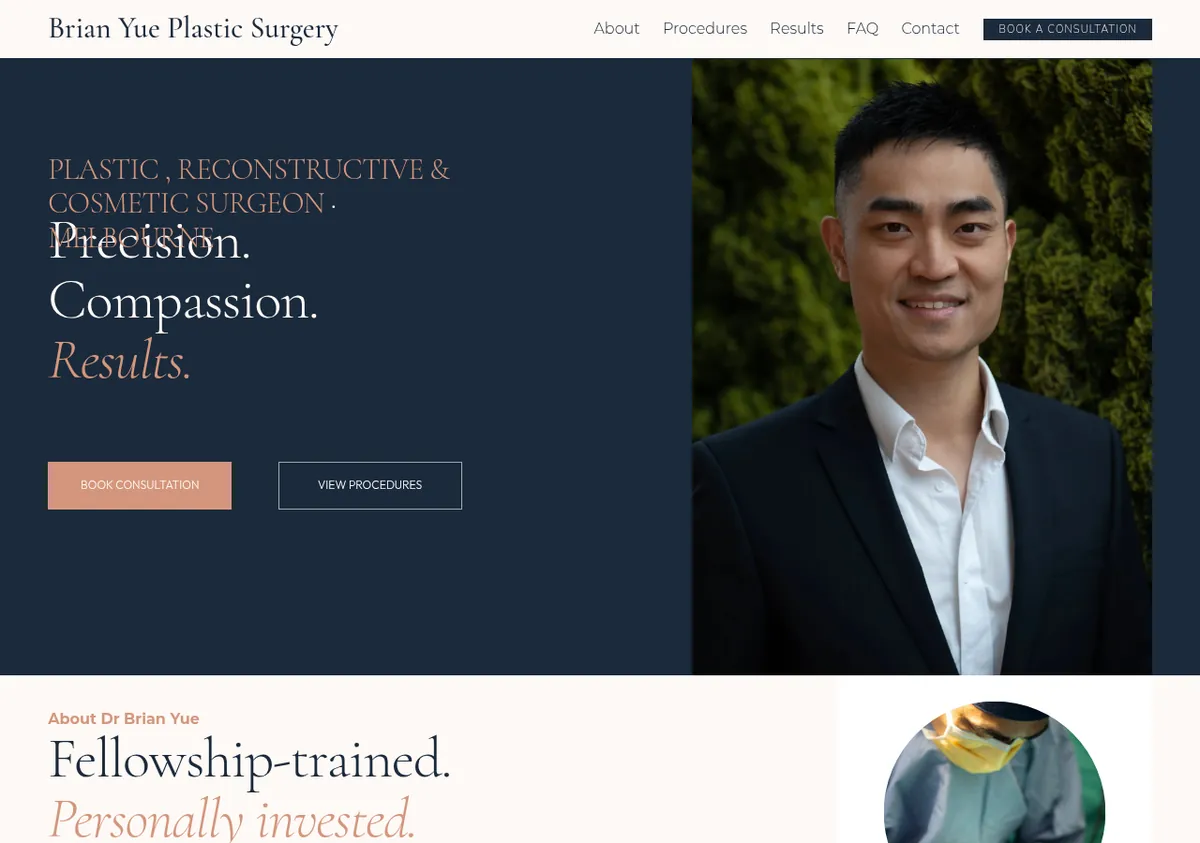 Brian Yue Plastic Surgery website